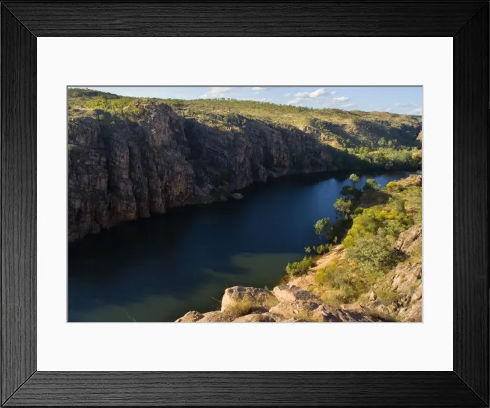 Framed Print : Katherine Gorge - Katherine river cuts its way through its 30 km long, majestic gorge. The river cuts 100 m deep into the sandstone plateau and formed a system of 13 single canyons which can be accessed by boat only - Katherine Gorge National Park Framed Print : Katherine Gorge - Katherine river cuts its way through its 30 km long, majestic gorge. The river cuts 100 m deep into the sandstone plateau and formed a system of 13 single canyons which can be accessed by boat only - Katherine Gorge National Park