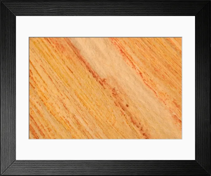 Framed Print : colourful sandstone - detail of a coloured sandstone rock. The colours range from yellow to orange and dark red and show an intricrate pattern of stripes and lines - Rainbow Valley, Simpson Desert area, Northern Territory, Australia
