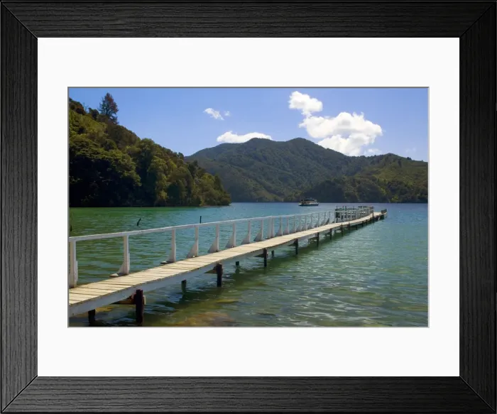 Framed Print : Jetty romantic Jetty at a bay at Queen Charlotte Sound Marlborough Sounds, South Island, New Zealand Framed Print : Jetty romantic Jetty at a bay at Queen Charlotte Sound Marlborough Sounds, South Island, New Zealand