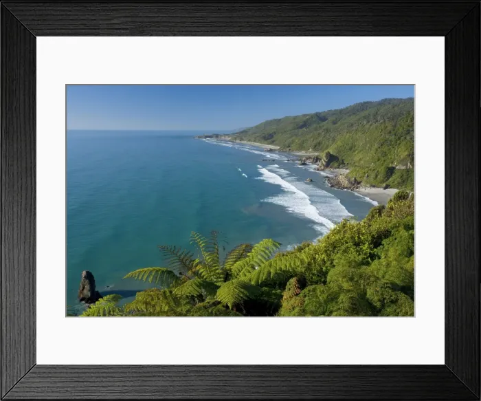Framed Print : Paparoa coastline breathtaking rugged coastline of Paparoa National Park just north of Punakaiki with lush rainforest reaching down to the beach Paparoa National Park, West Coast, South Island, New Zealand Framed Print : Paparoa coastline breathtaking rugged coastline of Paparoa National Park just north of Punakaiki with lush rainforest reaching down to the beach Paparoa National Park, West Coast, South Island, New Zealand