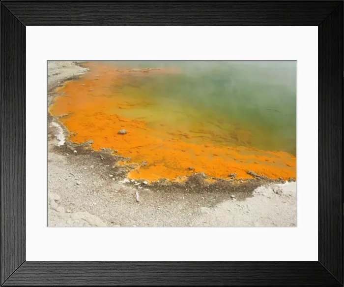 Framed Print : The Champagne Pool a colourful hot spring in Waiotapu geothermal area. The surface temperature of this big spring is 74 °C and it bubbles due to uprising carbon dioxide Framed Print : The Champagne Pool a colourful hot spring in Waiotapu geothermal area. The surface temperature of this big spring is 74 °C and it bubbles due to uprising carbon dioxide