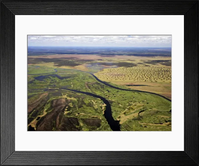 Framed Print : Bangweuleu marshes - aerial. Zambia Framed Print : Bangweuleu marshes - aerial. Zambia