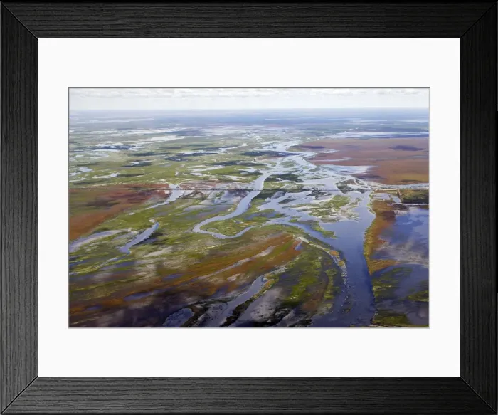 Framed Print : Bangweuleu marshes - aerial. Zambia Framed Print : Bangweuleu marshes - aerial. Zambia
