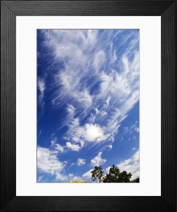 Framed Print : Cirrus uncinus clouds. Occur between heights of 5 to 13 km at temperatures below -25 degrees Celsius. Caused by layers of air moving in different directions or at different speeds. Indicate approach of unsettled weather Framed Print : Cirrus uncinus clouds. Occur between heights of 5 to 13 km at temperatures below -25 degrees Celsius. Caused by layers of air moving in different directions or at different speeds. Indicate approach of unsettled weather