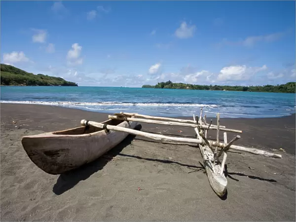 Outrigger canoe On a beach on Tanna Island, Vanuatu