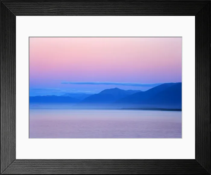 Framed Print : Twilight ocean and mountains around Jackson Bay at twilight after sunset Jackson Bay, Haast, South Island, New Zealand Framed Print : Twilight ocean and mountains around Jackson Bay at twilight after sunset Jackson Bay, Haast, South Island, New Zealand