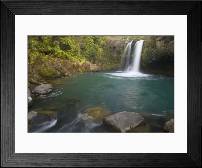 Framed Print : Tawhai Falls waters drop down Tawhai Falls into a wide turqoise coloured basin Tongariro National Park, North Island, New Zealand Framed Print : Tawhai Falls waters drop down Tawhai Falls into a wide turqoise coloured basin Tongariro National Park, North Island, New Zealand