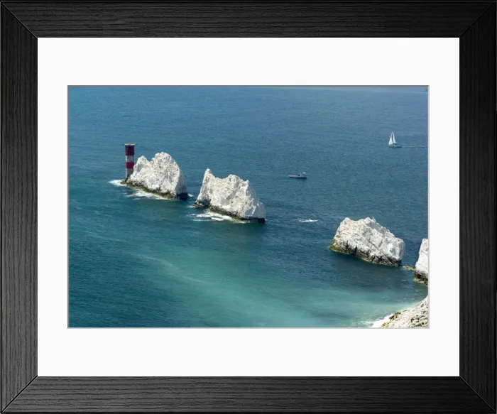 Framed Print : Isle of White - A view of The Needles from a location near to Britain's secret rocket testing site and the New Battery. May Framed Print : Isle of White - A view of The Needles from a location near to Britain's secret rocket testing site and the New Battery. May