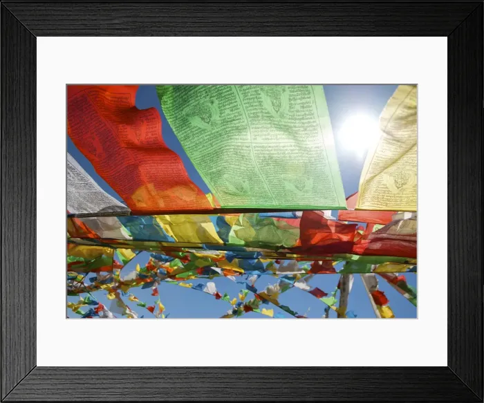 Framed Print : Tibet prayer flags against the sun Framed Print : Tibet prayer flags against the sun