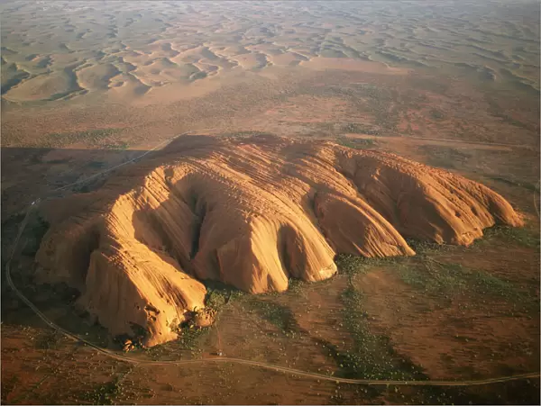 Uluru  /  Ayers Rock - aerial image, Uluru-Kata Tjuta National Park (World Heritage Area), Northern Territory, Australia JLR04770