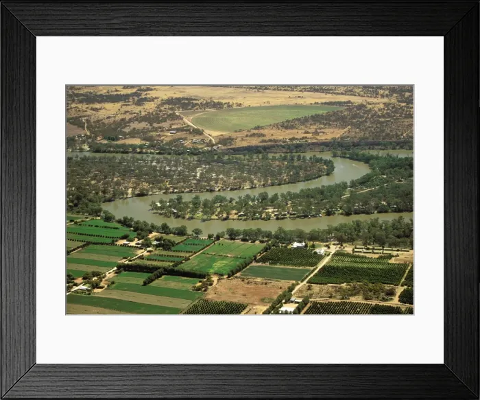 Framed Print : Aerial - Murray River irrigation: citrus orchards - between Swan Reach & Waikerie, South Australia JLR06609