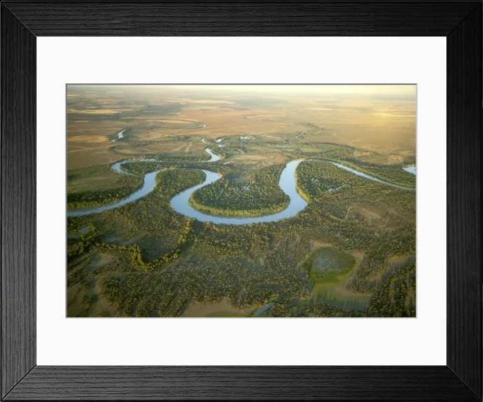 Framed Print : Aerial - Murray River and its meanders between Wentworth, New South Wales and Renmark, South Australia JLR06671 Framed Print : Aerial - Murray River and its meanders between Wentworth, New South Wales and Renmark, South Australia JLR06671