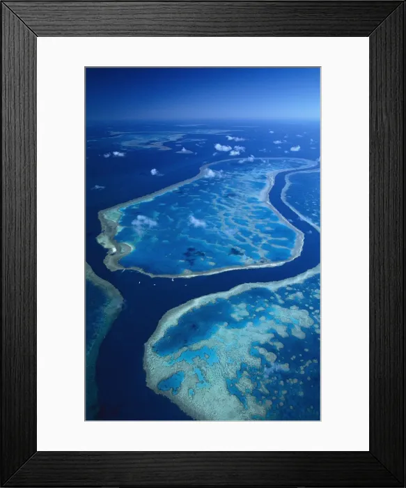 Framed Print : Hardy Reef separated from Hook Reef by deep channel, Great Barrier Reef Marine Park (World Heritage Area), Queensland, Australia JPF33669 Framed Print : Hardy Reef separated from Hook Reef by deep channel, Great Barrier Reef Marine Park (World Heritage Area), Queensland, Australia JPF33669