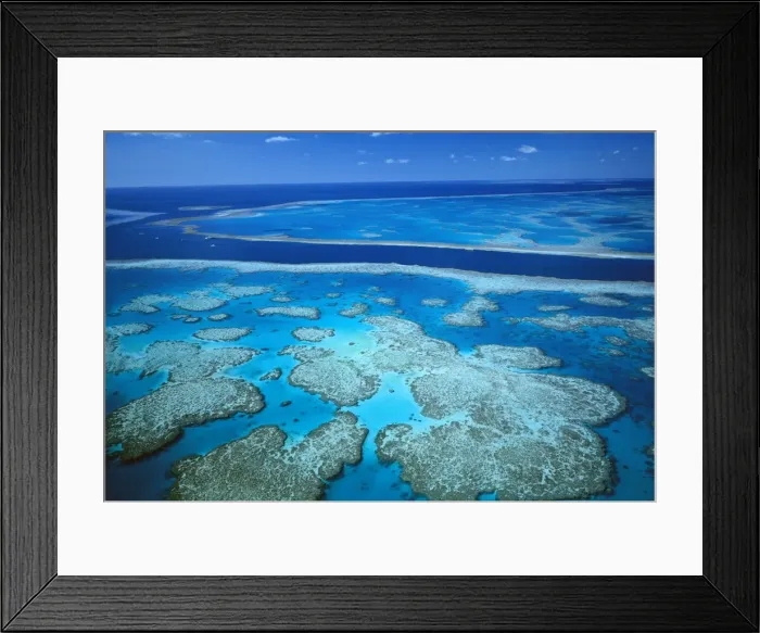 Framed Print : Hardy Reef separated from Hook Reef by a deep channel, Great Barrier Reef Marine Park (World Heritage Area), Queensland, Australia JPF34060 Framed Print : Hardy Reef separated from Hook Reef by a deep channel, Great Barrier Reef Marine Park (World Heritage Area), Queensland, Australia JPF34060