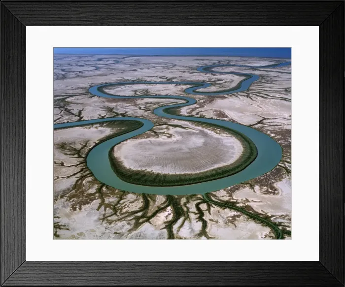Framed Print : Aerial - Gin Arm Creek, oxbows (meanders) Gulf of Carpentaria, Queensland, Australia JPF48719 Framed Print : Aerial - Gin Arm Creek, oxbows (meanders) Gulf of Carpentaria, Queensland, Australia JPF48719