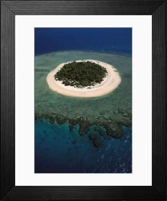 Framed Print : Aerial - Malamala Island - a coral cay - Mamanuca Group, Fiji JPF31628 Framed Print : Aerial - Malamala Island - a coral cay - Mamanuca Group, Fiji JPF31628