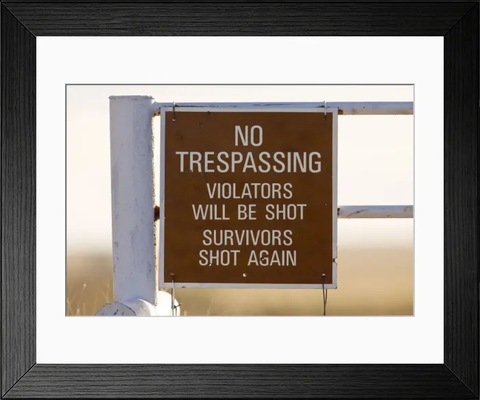 Framed Print : USA - no Trespassing sign in the Texas Panhandle Framed Print : USA - no Trespassing sign in the Texas Panhandle