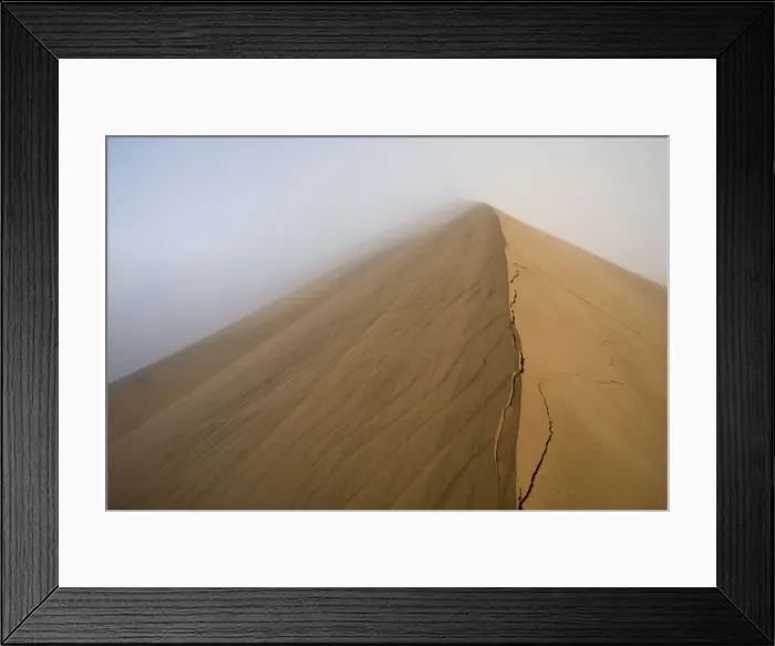 Framed Print : Dune Crest in the mist Dune Belt near Walvis Bay Namibia, Africa Framed Print : Dune Crest in the mist Dune Belt near Walvis Bay Namibia, Africa