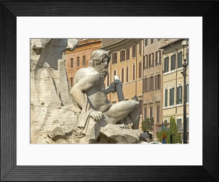 Framed Print : Sculpture - Piazza Navona - Rome - Italy Framed Print : Sculpture - Piazza Navona - Rome - Italy
