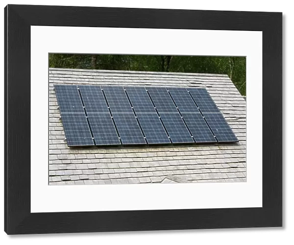 Solar photovoltaic panels on roof Centre for Alternative Technology Machynlleth Wales UK