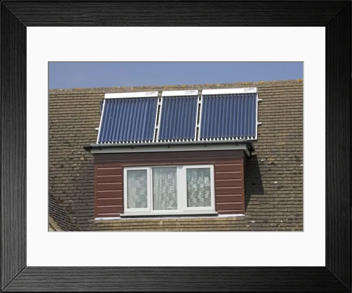 Framed Print : Modern solar panels on roof of detached house Cotswolds UK Framed Print : Modern solar panels on roof of detached house Cotswolds UK