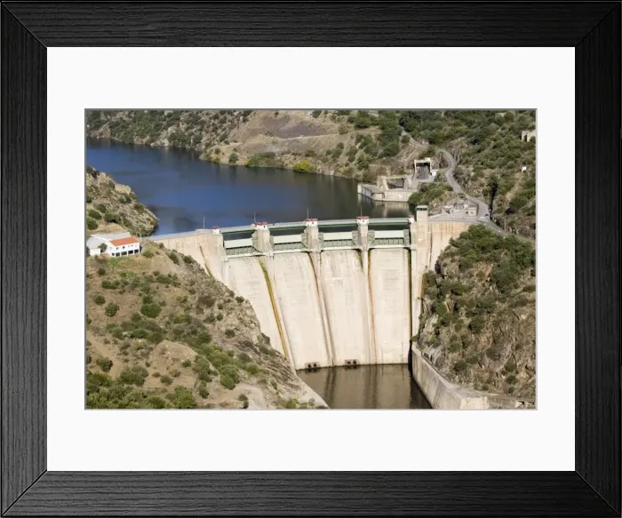 Framed Print : Shared hydroelectric dam at Barca de Alva on Rio Doura on Spanish Portuguese border Framed Print : Shared hydroelectric dam at Barca de Alva on Rio Doura on Spanish Portuguese border