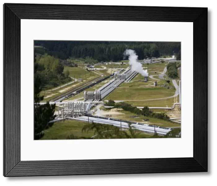 Framed Print : Wairakei Geothermal Power Station near Taupo North Island New Zealand. Operated by Contact Energy this was the first geothermal plant to use very hot water as the source of the steam used to drive the turbines