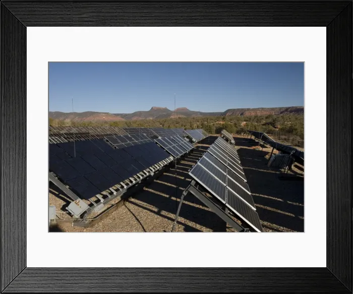 Framed Print : Solar panel array in Natural Bridges National Monument, Utah. Was the largest such array in the world when built Framed Print : Solar panel array in Natural Bridges National Monument, Utah. Was the largest such array in the world when built