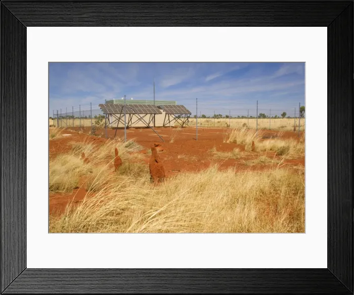 Framed Print : solar power station - a typical power station fed by solar panels in Australia's outback. It is located amidst dry grassland and the solar panels and transformer are fenced off for protection - Western Australia, Australia Framed Print : solar power station - a typical power station fed by solar panels in Australia's outback. It is located amidst dry grassland and the solar panels and transformer are fenced off for protection - Western Australia, Australia