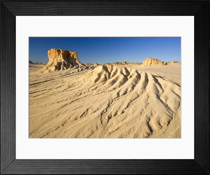 Framed Print : Eroded pinnacles - amazingly shaped, eroded pinnacles of the lunette Walls of China, located within the since 18000 years dried-up lakebed of Lake Mungo Framed Print : Eroded pinnacles - amazingly shaped, eroded pinnacles of the lunette Walls of China, located within the since 18000 years dried-up lakebed of Lake Mungo