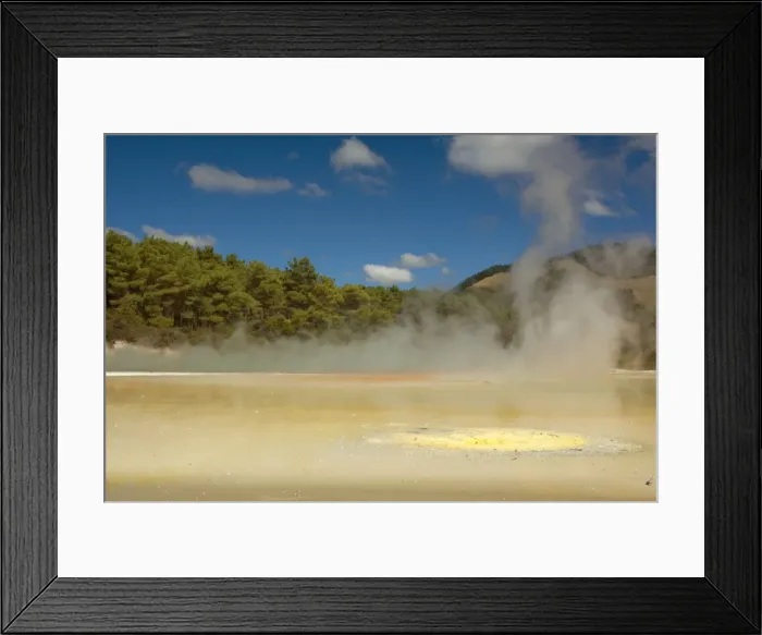 Framed Print : Artist's Palette the wide range of colours of this area stem from overflowing water of the adjoining Champagne Pool. As the water cools and the minerals are exposed to our atmosphere they show themselves in a variety of colours Framed Print : Artist's Palette the wide range of colours of this area stem from overflowing water of the adjoining Champagne Pool. As the water cools and the minerals are exposed to our atmosphere they show themselves in a variety of colours