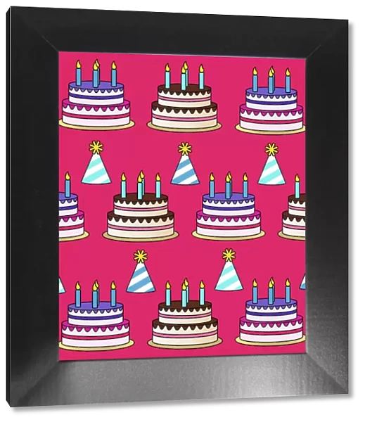 13131017. Birthday party cake and hat pattern Date