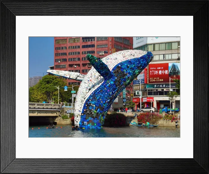 Framed Print : 13132458. Whale in Love ecological art installation in the Love River