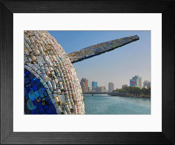 Framed Print : 13132459. Whale in Love ecological art installation in the Love River Framed Print : 13132459. Whale in Love ecological art installation in the Love River
