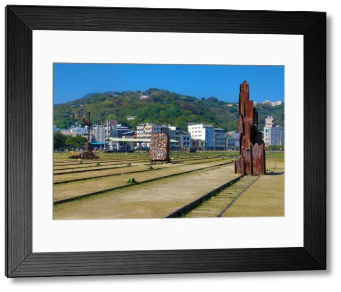 Framed Print : 13132477. Metal art at the Takao Railway Museum by the Pier 2 Art Center Framed Print : 13132477. Metal art at the Takao Railway Museum by the Pier 2 Art Center