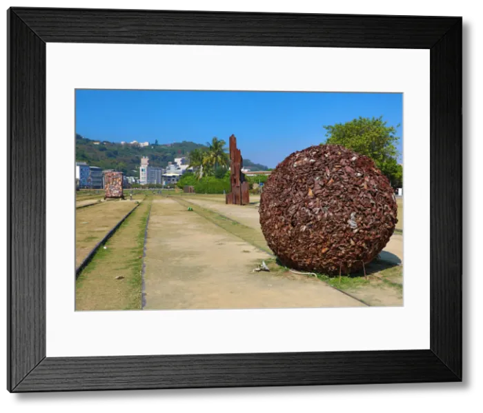 Framed Print : 13132478. Metal art at the Takao Railway Museum by the Pier 2 Art Center Framed Print : 13132478. Metal art at the Takao Railway Museum by the Pier 2 Art Center