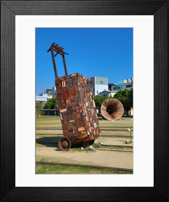 Framed Print : 13132479. Metal art at the Takao Railway Museum by the Pier 2 Art Center Framed Print : 13132479. Metal art at the Takao Railway Museum by the Pier 2 Art Center