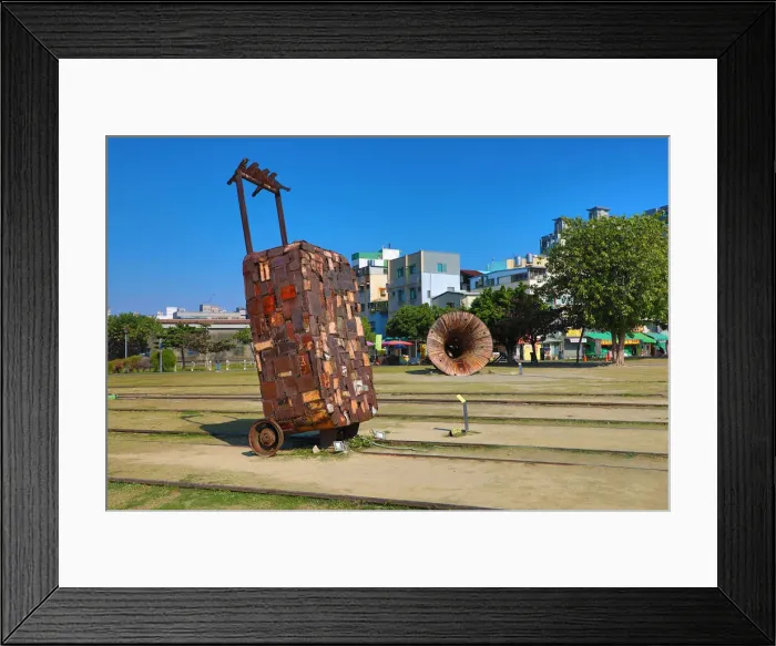 Framed Print : 13132480. Metal art at the Takao Railway Museum by the Pier 2 Art Center Framed Print : 13132480. Metal art at the Takao Railway Museum by the Pier 2 Art Center