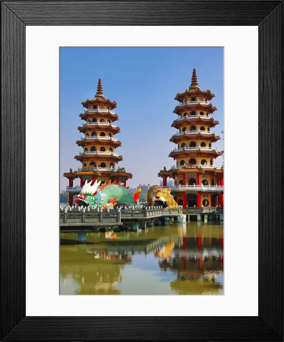 Framed Print : 13132499. Dragon and Tiger Pagodas temple at the Lotus Ponds, Kaohsiung, Taiwan Date Framed Print : 13132499. Dragon and Tiger Pagodas temple at the Lotus Ponds, Kaohsiung, Taiwan Date