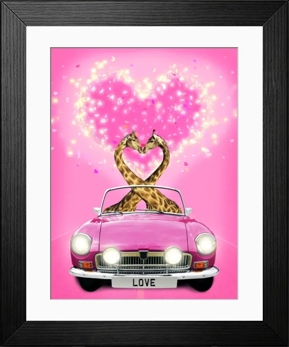 Framed Print : 13132673. Adelie Penguins - pair driving car kissing with heart background Date Framed Print : 13132673. Adelie Penguins - pair driving car kissing with heart background Date