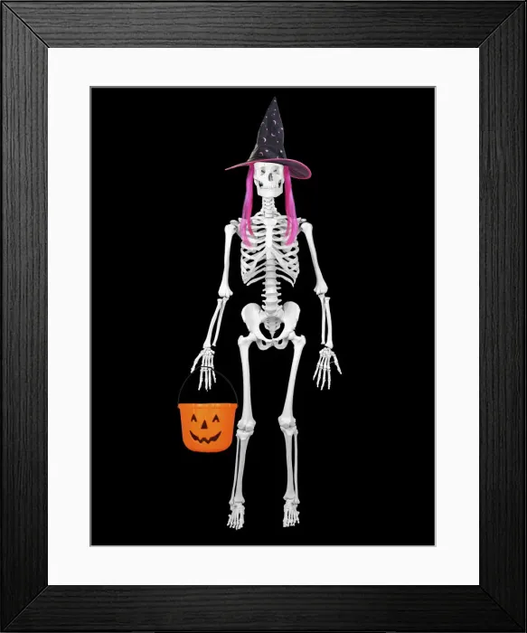 Framed Print : 13131741. Human Skeleton with Halloween props Date Framed Print : 13131741. Human Skeleton with Halloween props Date