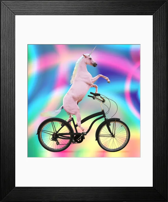 Framed Print : 13131762. Unicorn, riding a bike Date Framed Print : 13131762. Unicorn, riding a bike Date