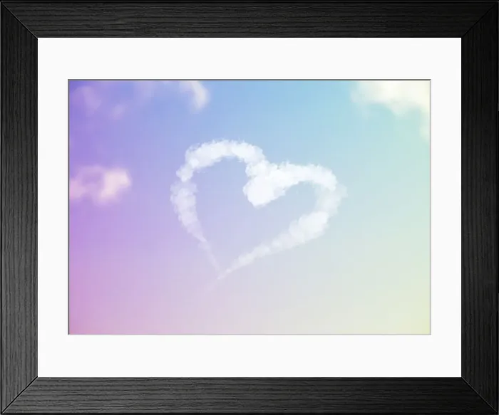 Framed Print : Sky Writing - heart written in the sky against clouds Framed Print : Sky Writing - heart written in the sky against clouds