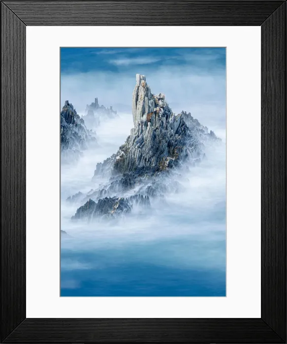 Framed Print : Gueirua / Gairua beach ~ goats traped on a rock by high tide ~ Asturias, Spain Framed Print : Gueirua / Gairua beach ~ goats traped on a rock by high tide ~ Asturias, Spain