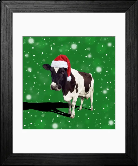 Framed Print : Fresian Cattle, cow wearing Birthday party hat Framed Print : Fresian Cattle, cow wearing Birthday party hat
