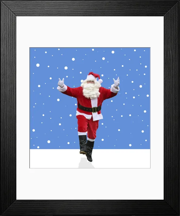 Framed Print : Father Christmas  /  Santa Claus in illustrated snow scene