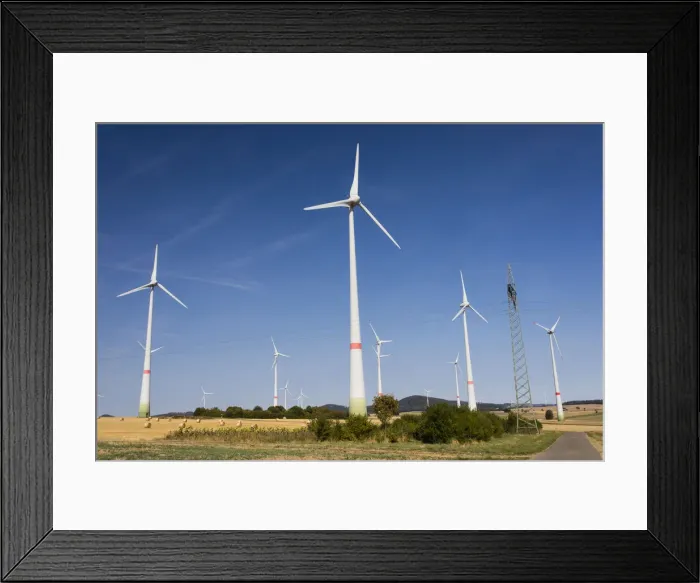Framed Print : P2A2841. Wind Turbine Park - amongst arable land, North Hessen, Germany Date: 11-Feb-19