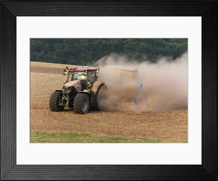 Framed Print : P2A3153. Farm Tractor - veiled in dust, sowing out seed after the drought in August Framed Print : P2A3153. Farm Tractor - veiled in dust, sowing out seed after the drought in August