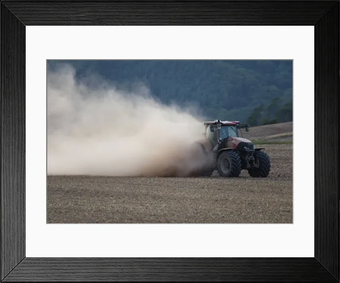 Framed Print : P2A3179. Farm Tractor - veiled in dust, sowing out seed after the drought in August Framed Print : P2A3179. Farm Tractor - veiled in dust, sowing out seed after the drought in August
