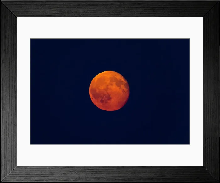 Framed Print : Full Moon - rising above horizon, coloured orange and red, Lower Saxony, Germany Framed Print : Full Moon - rising above horizon, coloured orange and red, Lower Saxony, Germany
